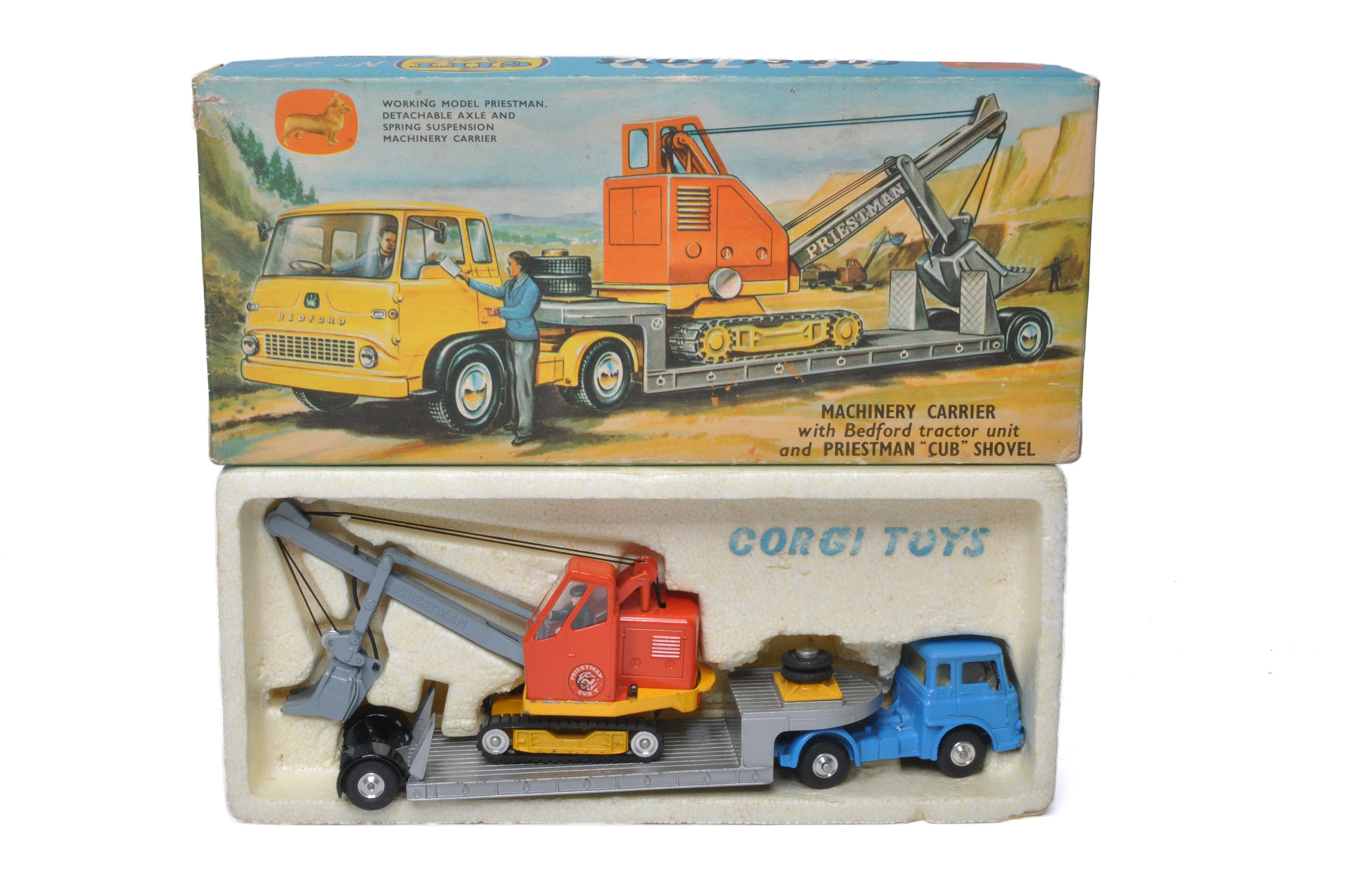 Corgi No. GS27 Machinery Carrier with Bedford Tractor Unit plus Priestman Shovel. Generally displays