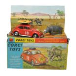 Corgi No. 256 Volkswagen 1200 Safari. LH Version is red with spun hubs. Generally displays very