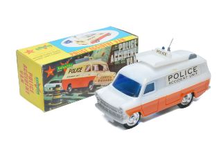 Telsalda plastic friction driven No. B5043 Ford Transit Police Accident Van. Displays excellent with