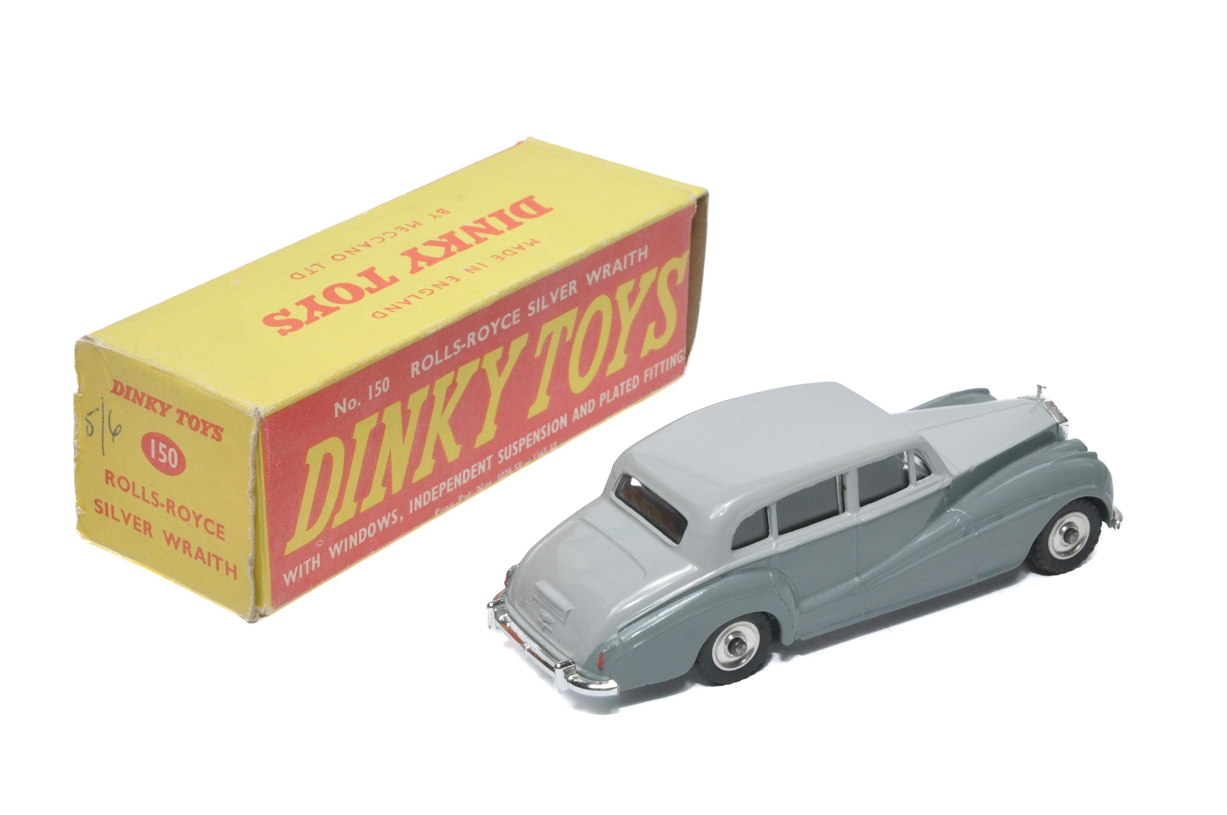 Dinky No. 150 Rolls Royce Silver Wraith. Two tone grey, spun hubs. Displays generally excellent with - Image 2 of 2