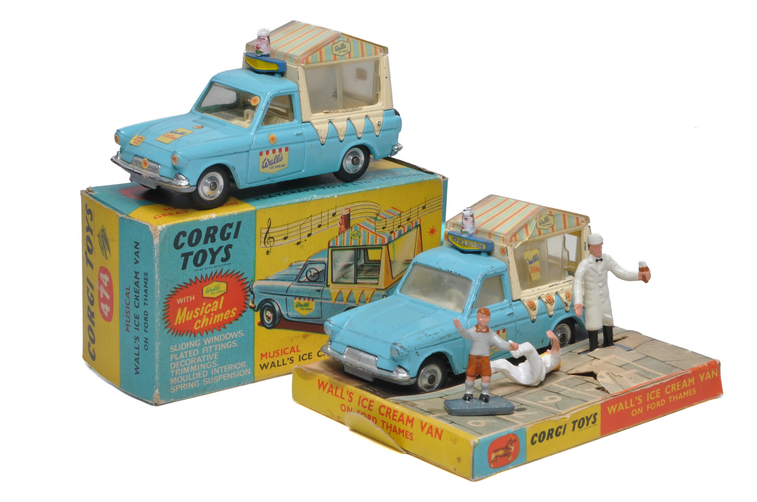 Corgi duo including Musical and Non Musical Walls' Ice Cream Vans. Models display generally good and