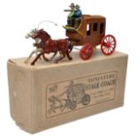 Johillco Miniature Wild West Stage Coach comprising coach, horses and two seated figures.