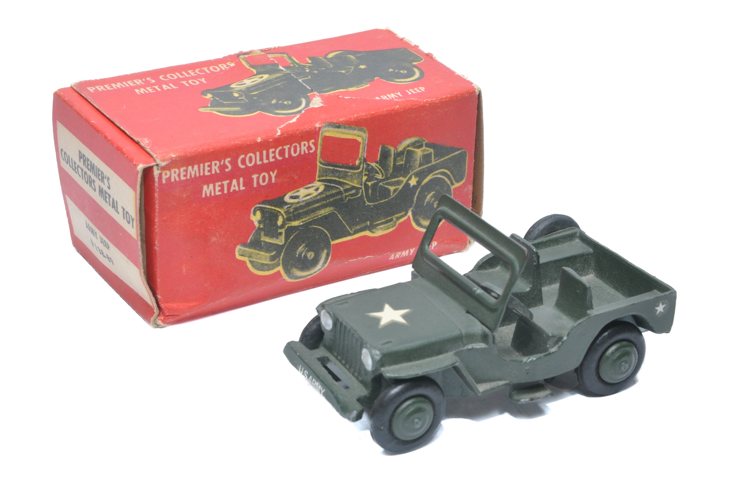 Premier (Japanese) diecast military issue comprising Army Jeep. Displays very good to excellent with