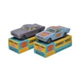 Corgi No. 320 duo of Ford Mustang issues (colour variations as shown). Both Generally good, with