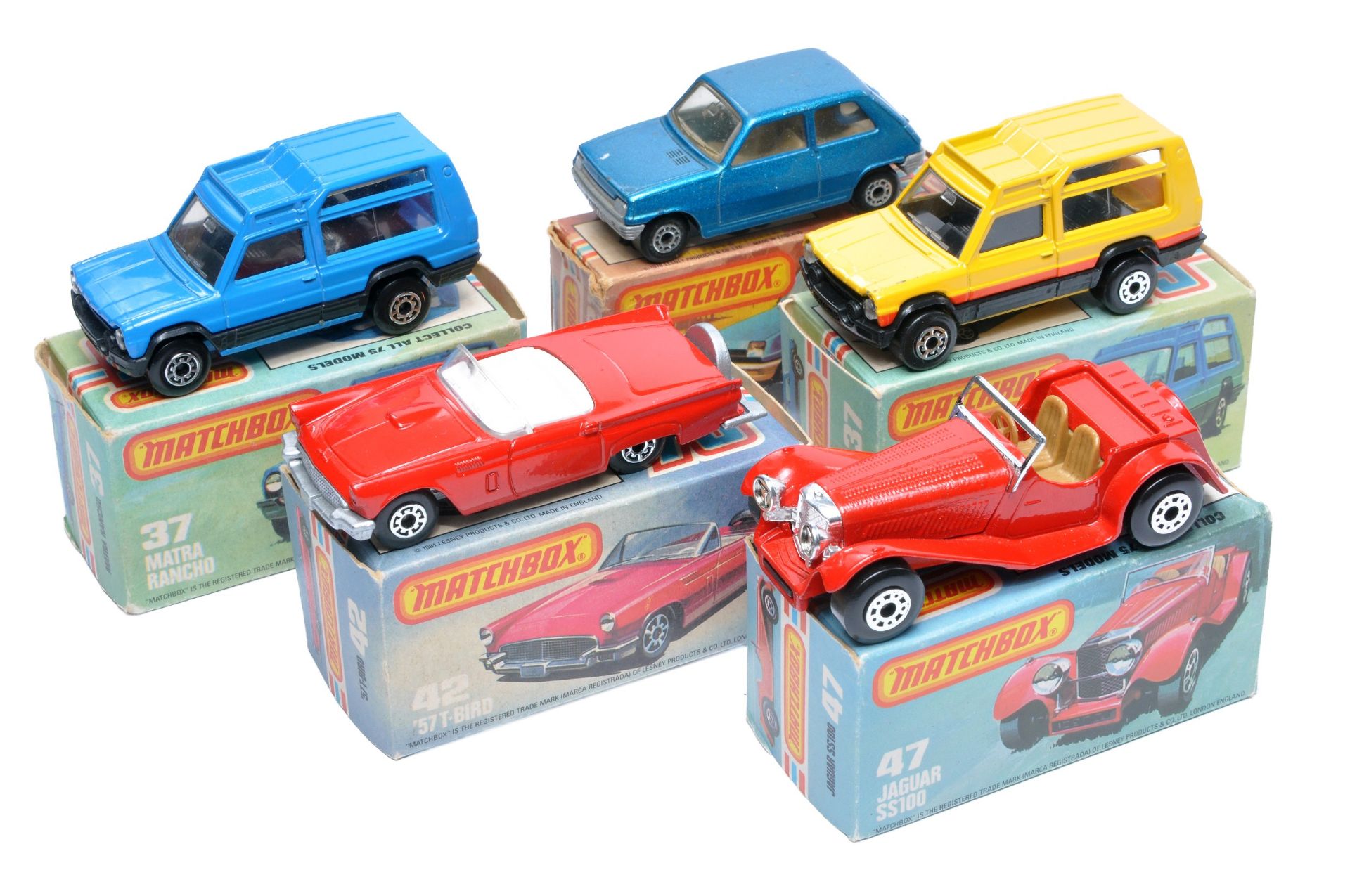 A group of Five Matchbox Superfast. Comprising Matra Rancho x 2 and others as shown. Mostly