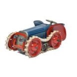 Gescha German tinplate mechanical crawler tractor. Untested but displays generally very good, some