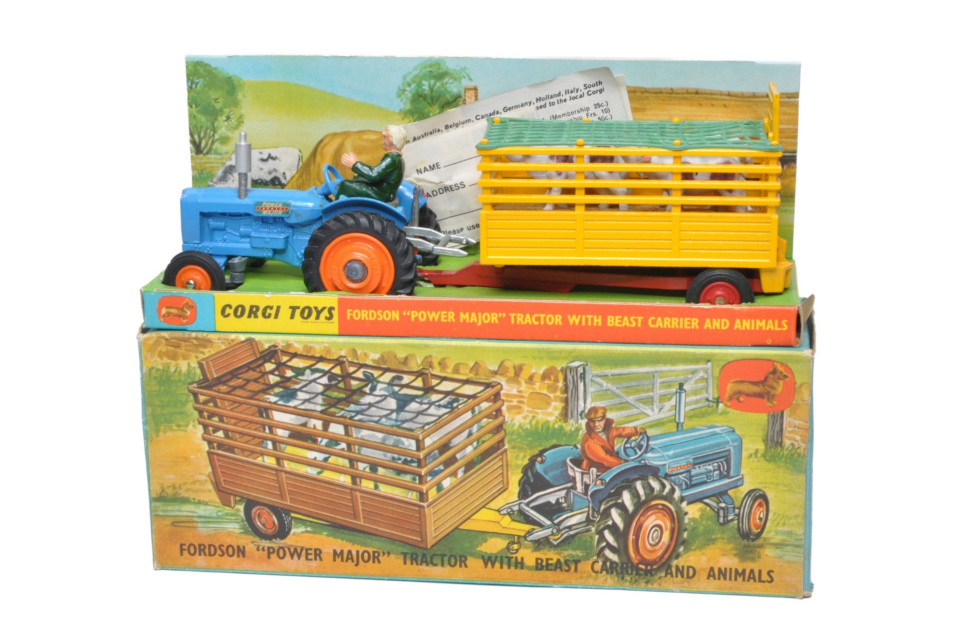 Corgi Gift Set No. 33 Fordson Power Major Tractor and Beast Carrier Trailer. Tractor has orange - Image 6 of 6