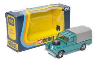 Corgi No. 438 Land Rover. Metallic green with lemon interior. Whizzwheels. Displays excellent with