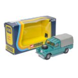 Corgi No. 438 Land Rover. Metallic green with lemon interior. Whizzwheels. Displays excellent with