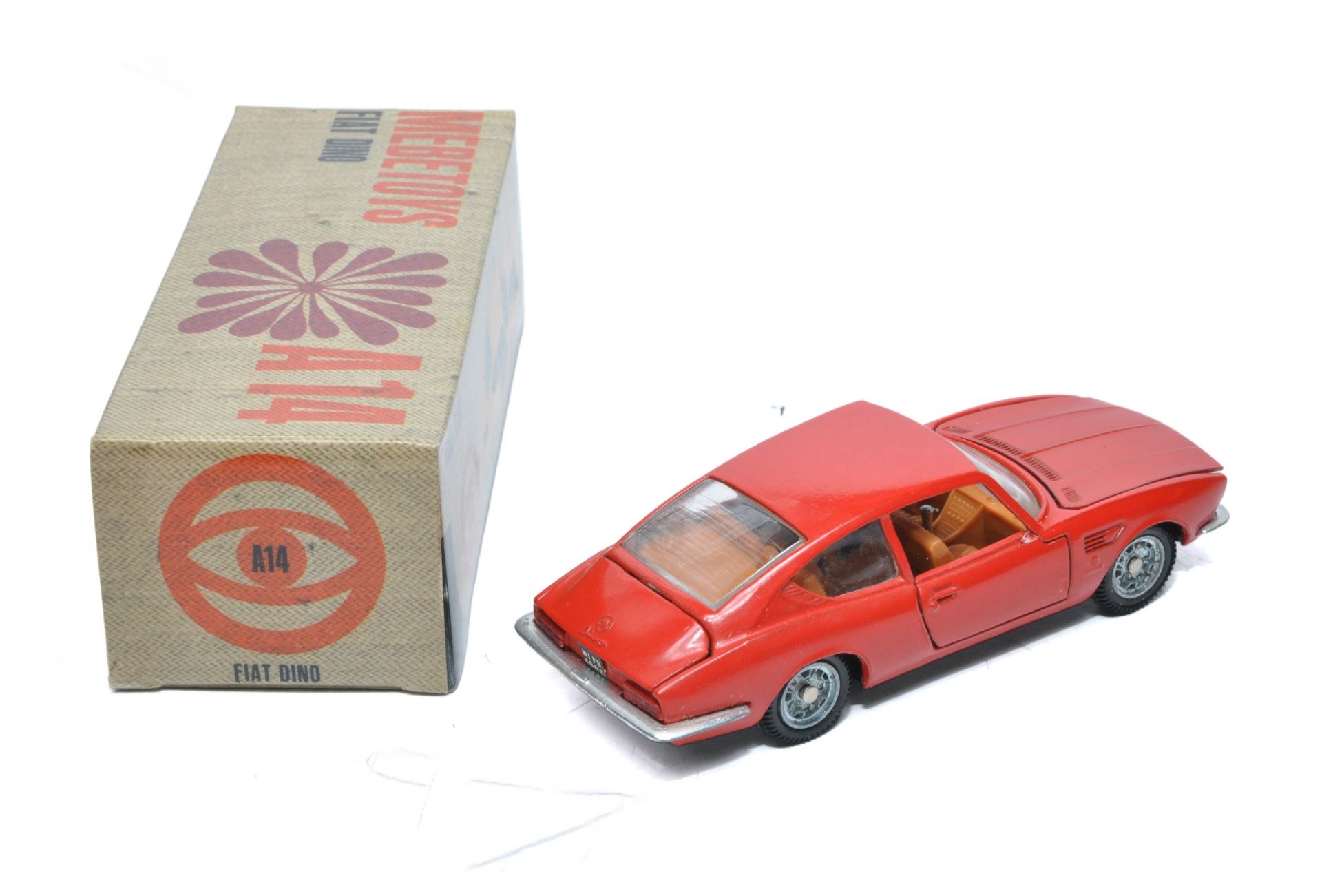 Mebetoys No. A14 Fiat Dino Coupe. Red with brown interior. Displays excellent, the odd speck of - Image 2 of 2