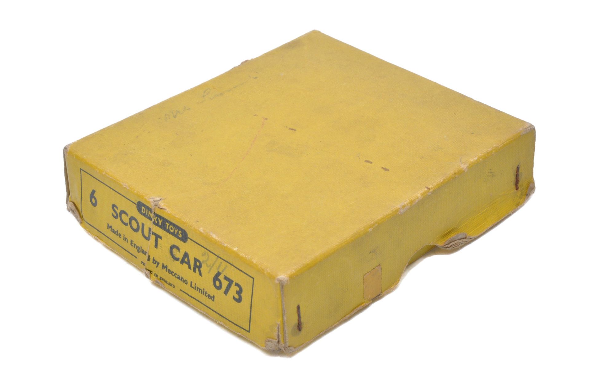 Dinky No. 673 Scout Car Trade Box. Fair to good, no dividers.