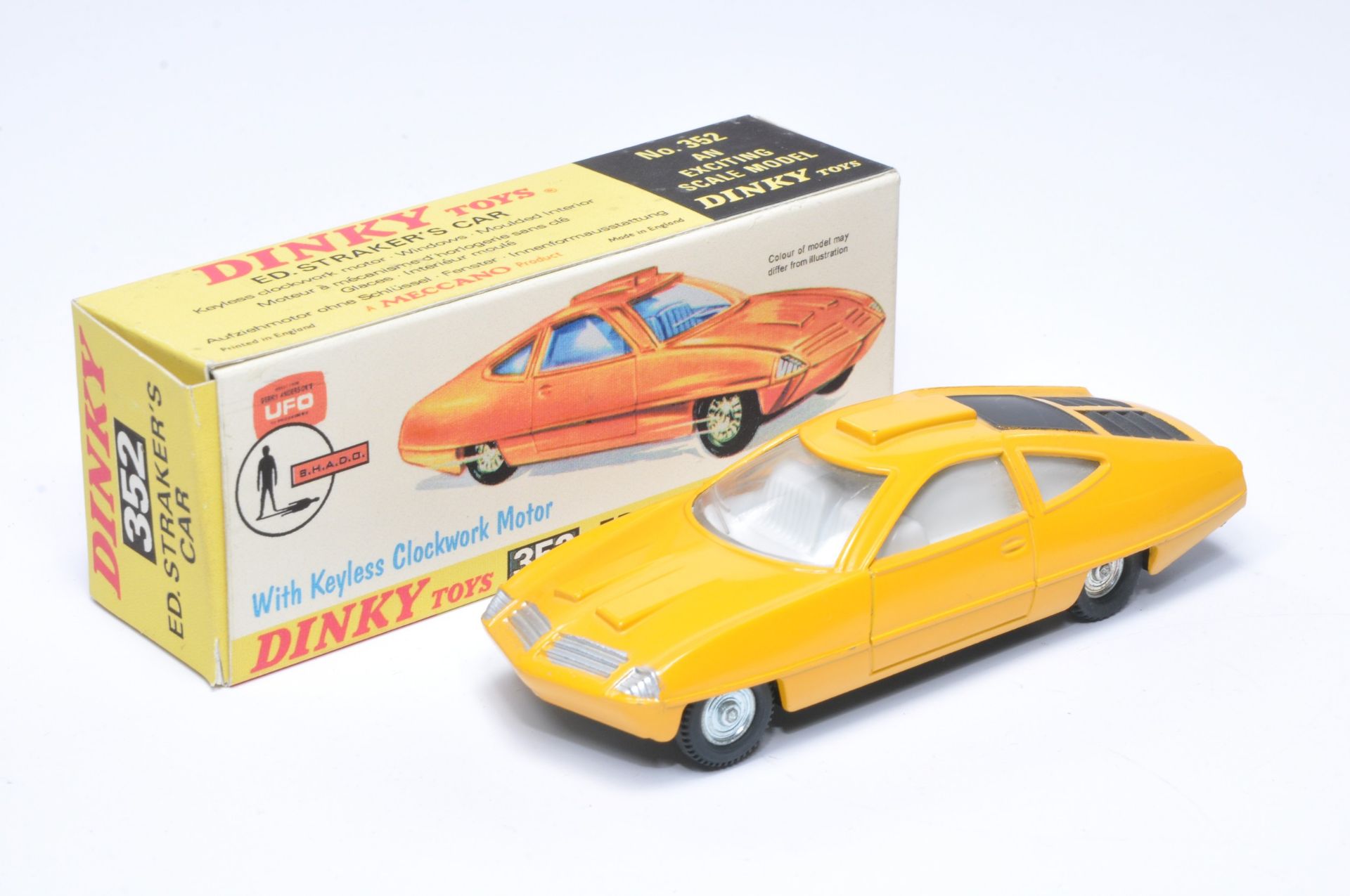 Dinky No. 352 UFO Ed Straker's Car. Yellow variant. Displays generally excellent with the odd