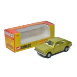 Corgi No. 306 Whizzwheels Morris Marina 1.8 Coupe. Metallic lime green with brown interior. Displays