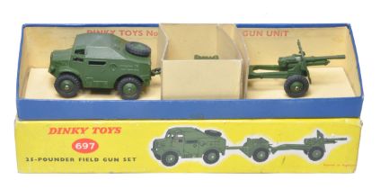 Dinky No. 697 25-Pounder Field Gun Set. Displays excellent with little sign of wear. In very good