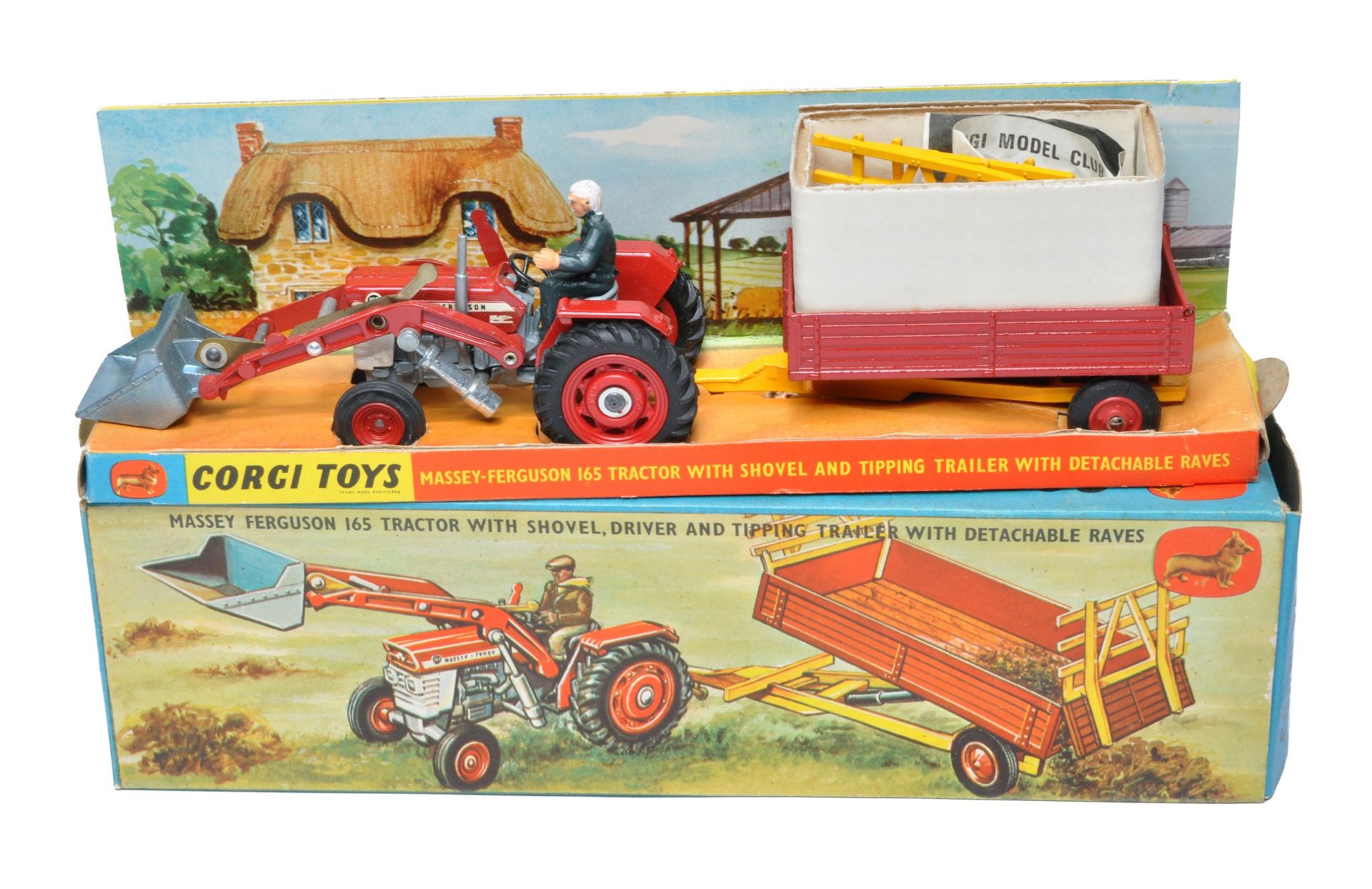 Corgi Gift Set No. 9 Massey Ferguson 165 Tractor and Trailer. Displays excellent with very little