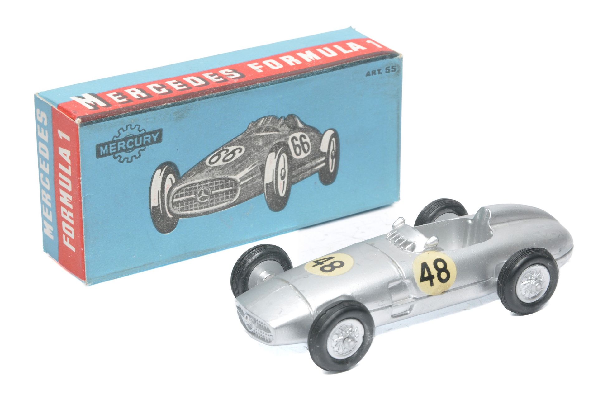 Mercury No. 55 Mercedes Formula One Racing Car. Silver RN48. Displays very good to excellent,