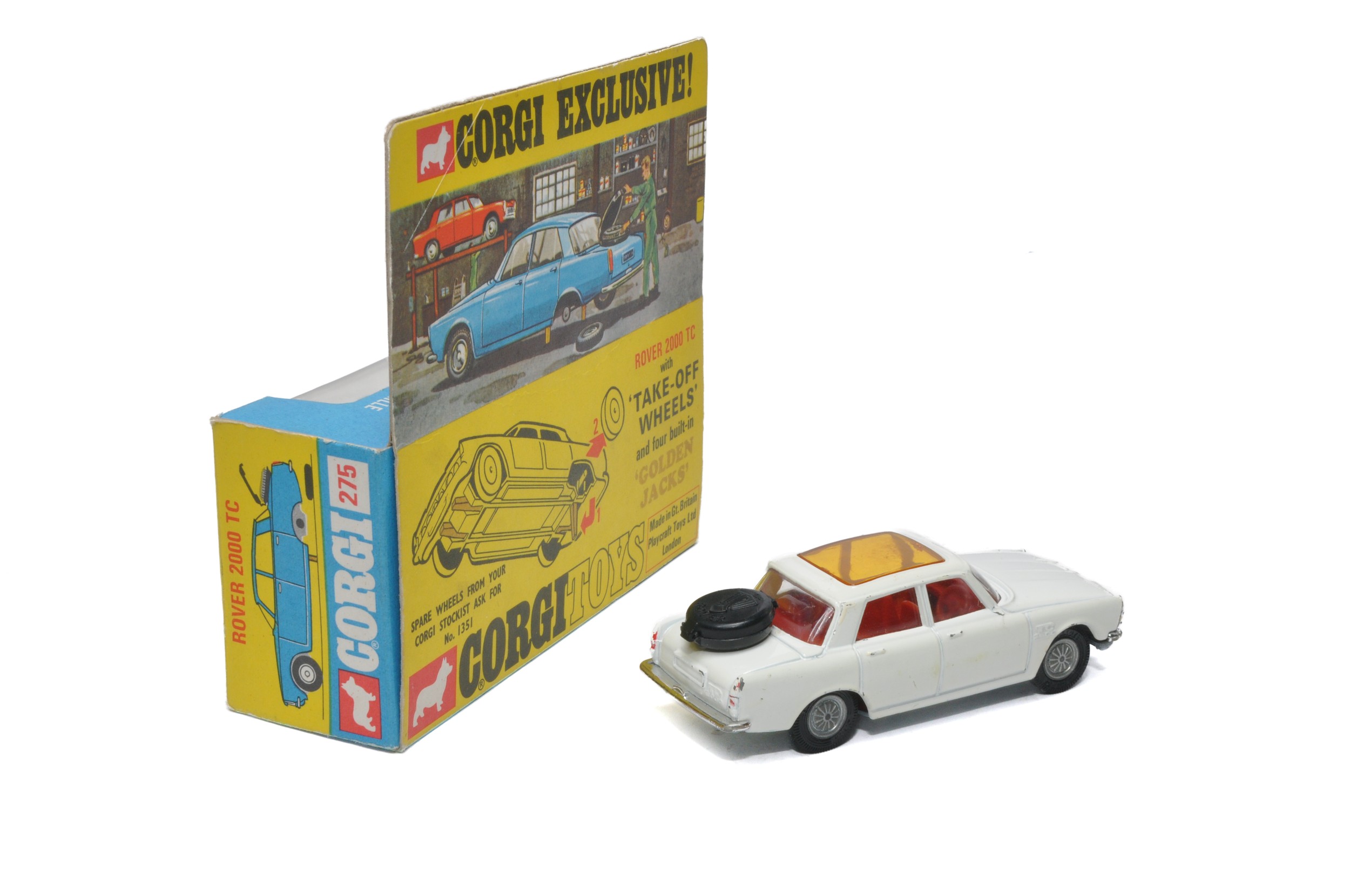 Corgi No. 275 Rover 2000 TC. Gloss White with brown interior. Cast hubs. Displays generally - Image 2 of 2