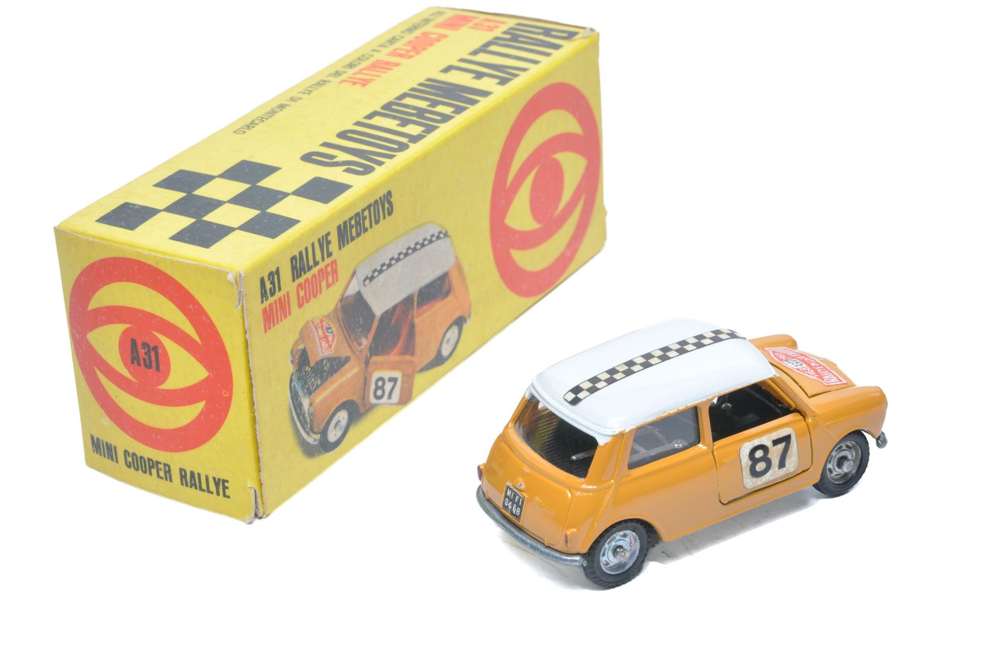 Mebetoys (Italy) Morris Mini Cooper Rallye. Orange, black interior. Monte Carlo decals. Displays - Image 2 of 2