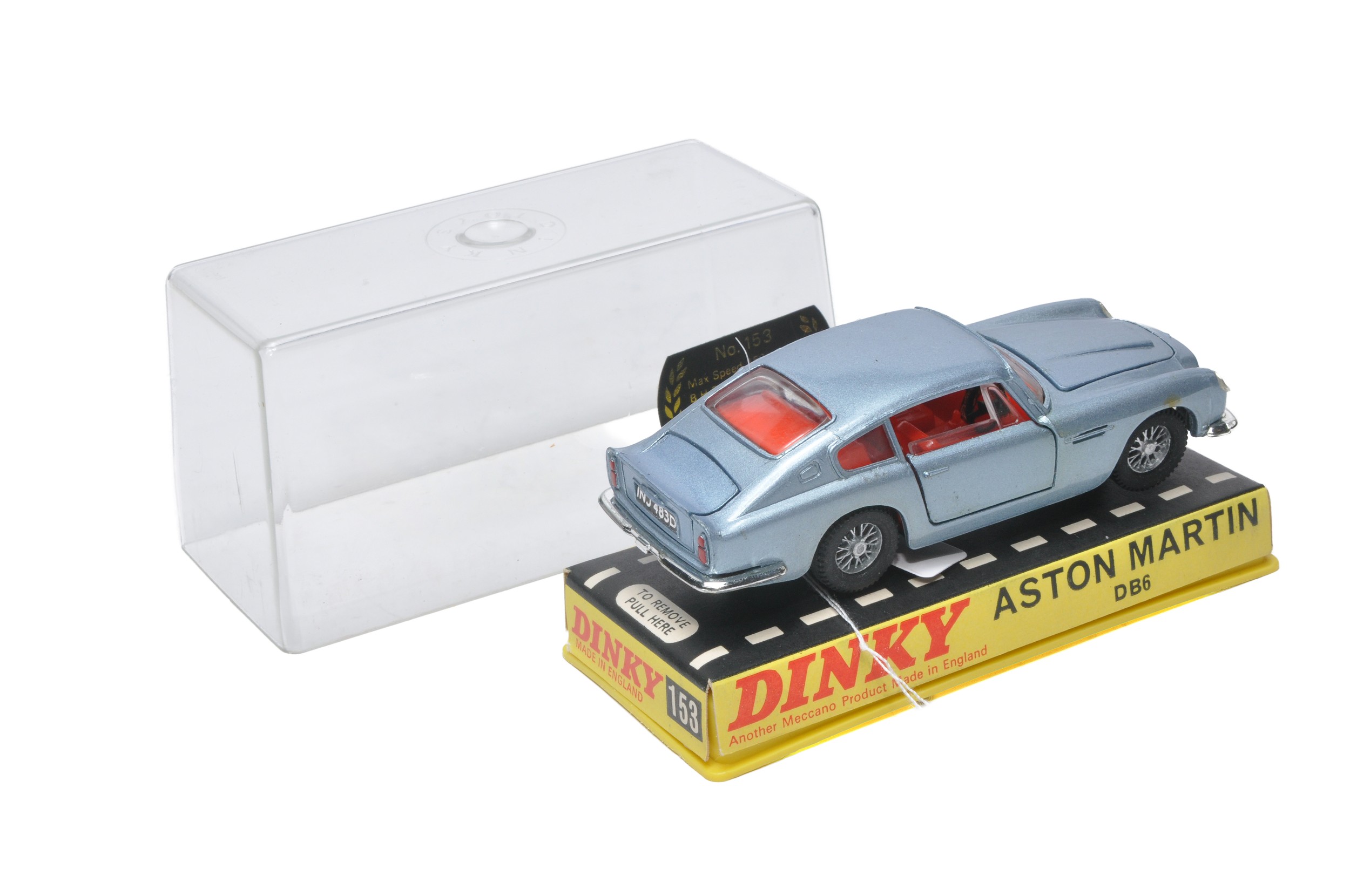 Dinky No. 153 Aston Martin DB6. Metallic silver / grey, red interior. Displays very good to - Image 2 of 2