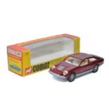 Corgi No. 312 Whizzwheels Marcos Mantis. Maroon with white interior. Displays excellent with