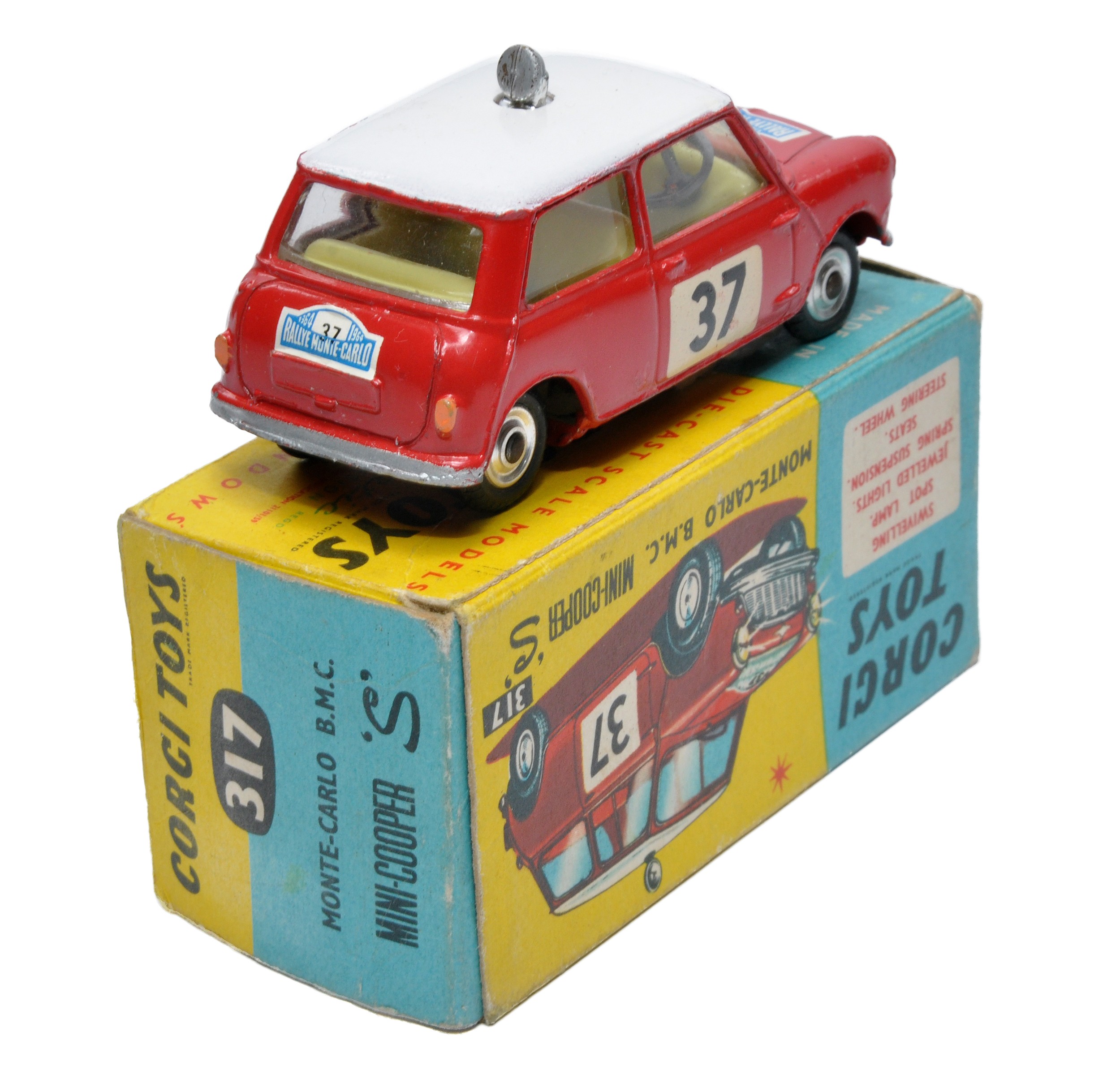 Corgi No. 317 Monte Carlo BMC Mini Cooper S. Red / White with lemon interior. Spun Hubs. Generally - Image 2 of 2