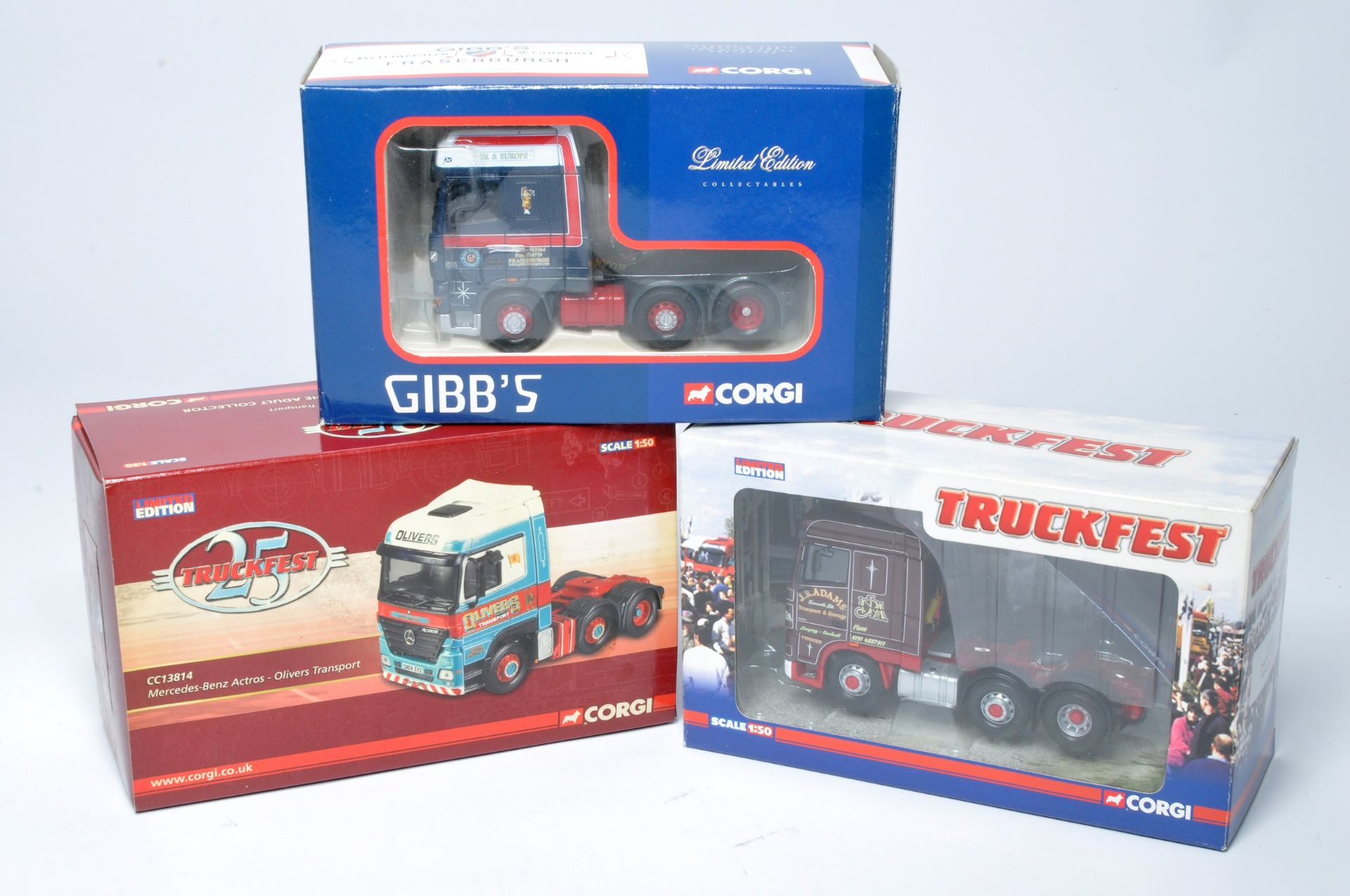 Corgi 1/50 diecast model truck issues x 3 comprising liveries of Adams, Olivers and Gibbs. As