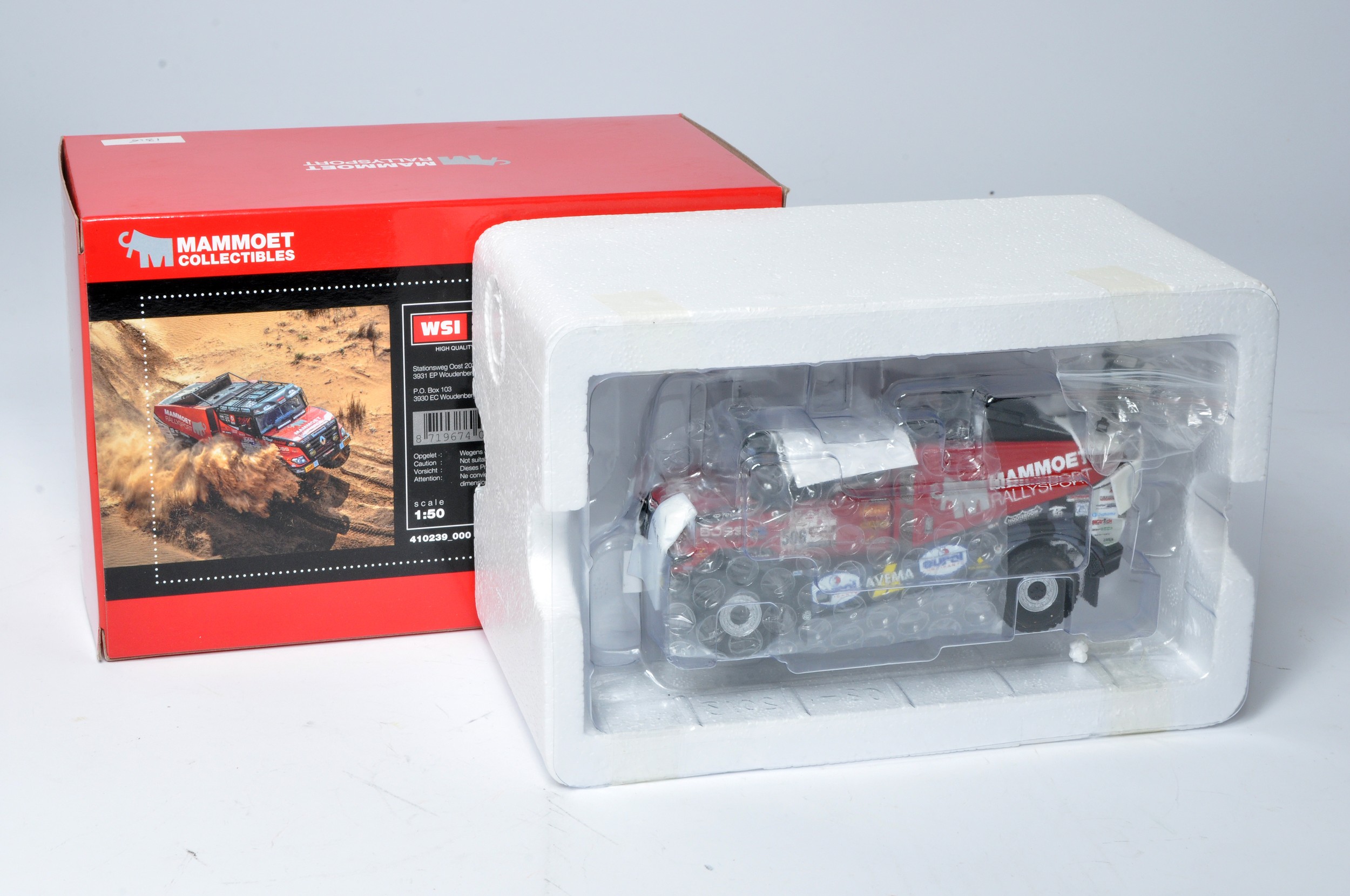 WSI 1/50 diecast model truck issue comprising Renault 2019 Sherpa Dakar Rally in the livery of