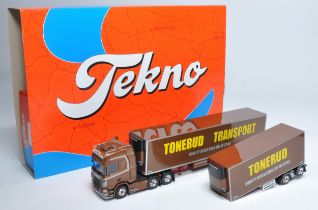 Tekno 1/50 diecast model truck issue comprising Scania Twin Trailer in the livery of Tonerud.