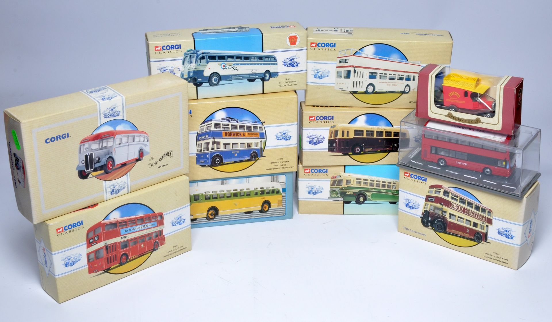 Corgi diecast model bus issues comprising nine 1/50 'Classic' series issues plus two others