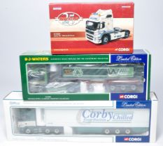 Corgi 1/50 diecast model truck issues comprising Finnie, Waters and Corby Distribution liveries.