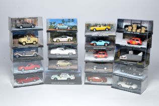 A collection of 20 1/43 diecast model vehicles from the Films of James Bond 007. A series from