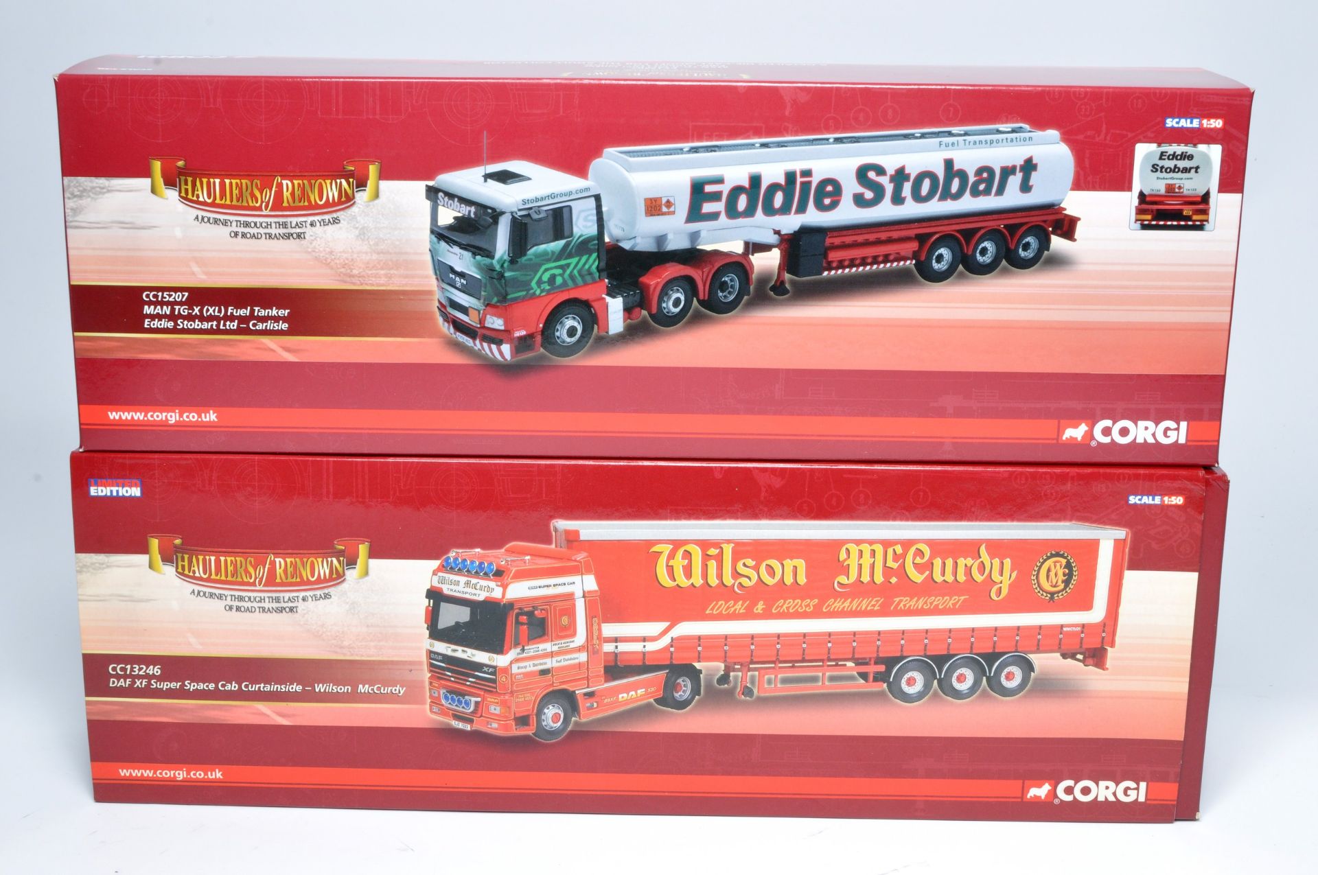 Corgi 1/50 diecast model truck issues x 2 comprising liveries of Stobart and Wilson McCurdy. As