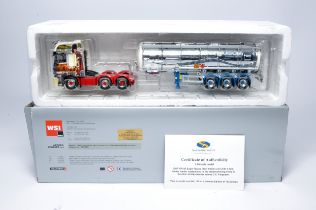 WSI 1/50 diecast model truck issue comprising DAF XF105 Tanker Trailer in the livery of James