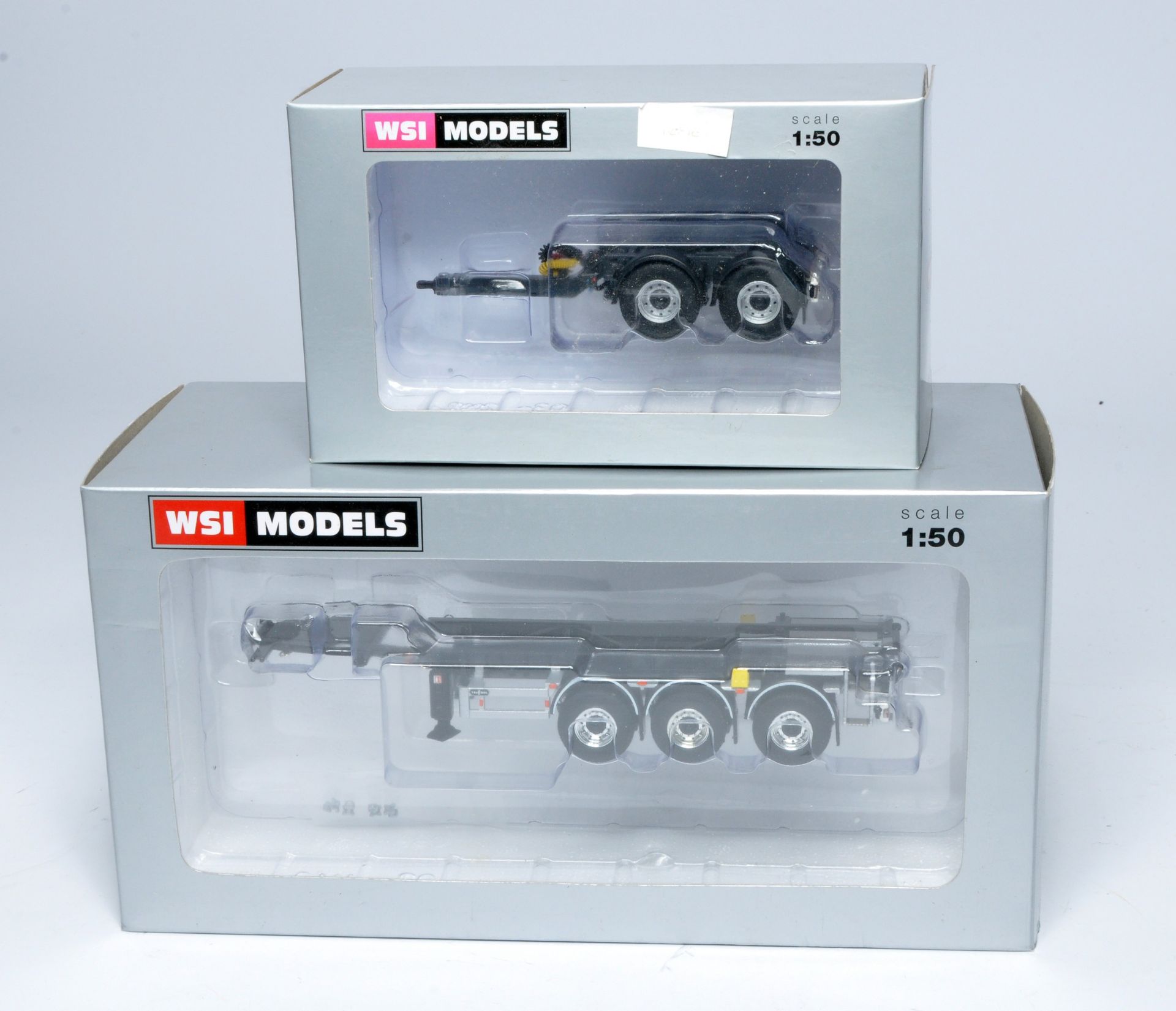 WSI 1/50 diecast model truck issues comprising Dolly and Container Trailers. Looks to be without