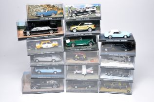 A collection of 17 1/43 diecast model vehicles from the Films of James Bond 007. A series from