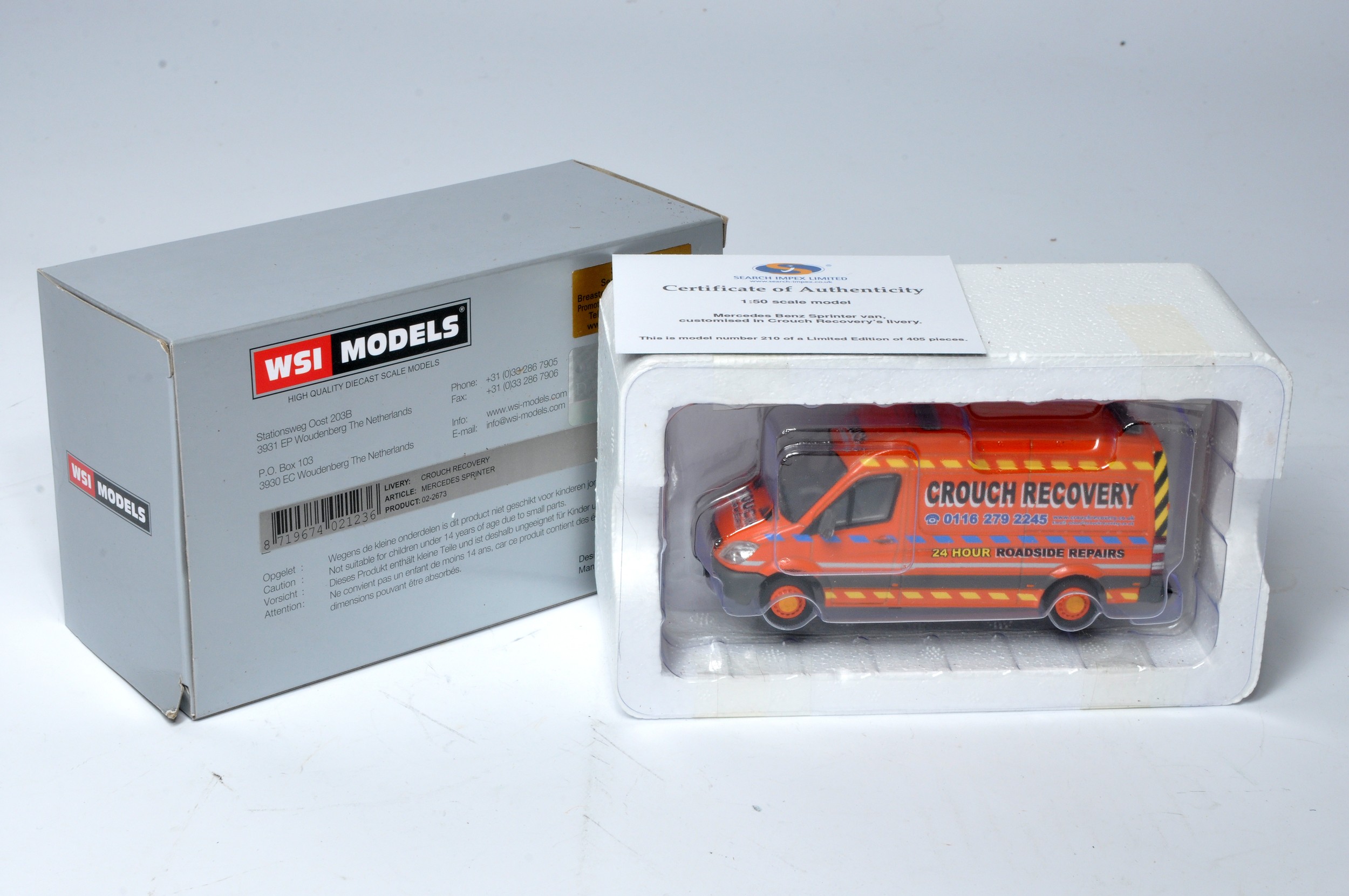 WSI 1/50 diecast model truck issue comprising Mercedes Sprinter Van in the livery of Crouch
