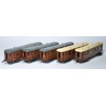 Hornby O Gauge Model Railway comprising five LNER Coaches as shown. Generally display good to very
