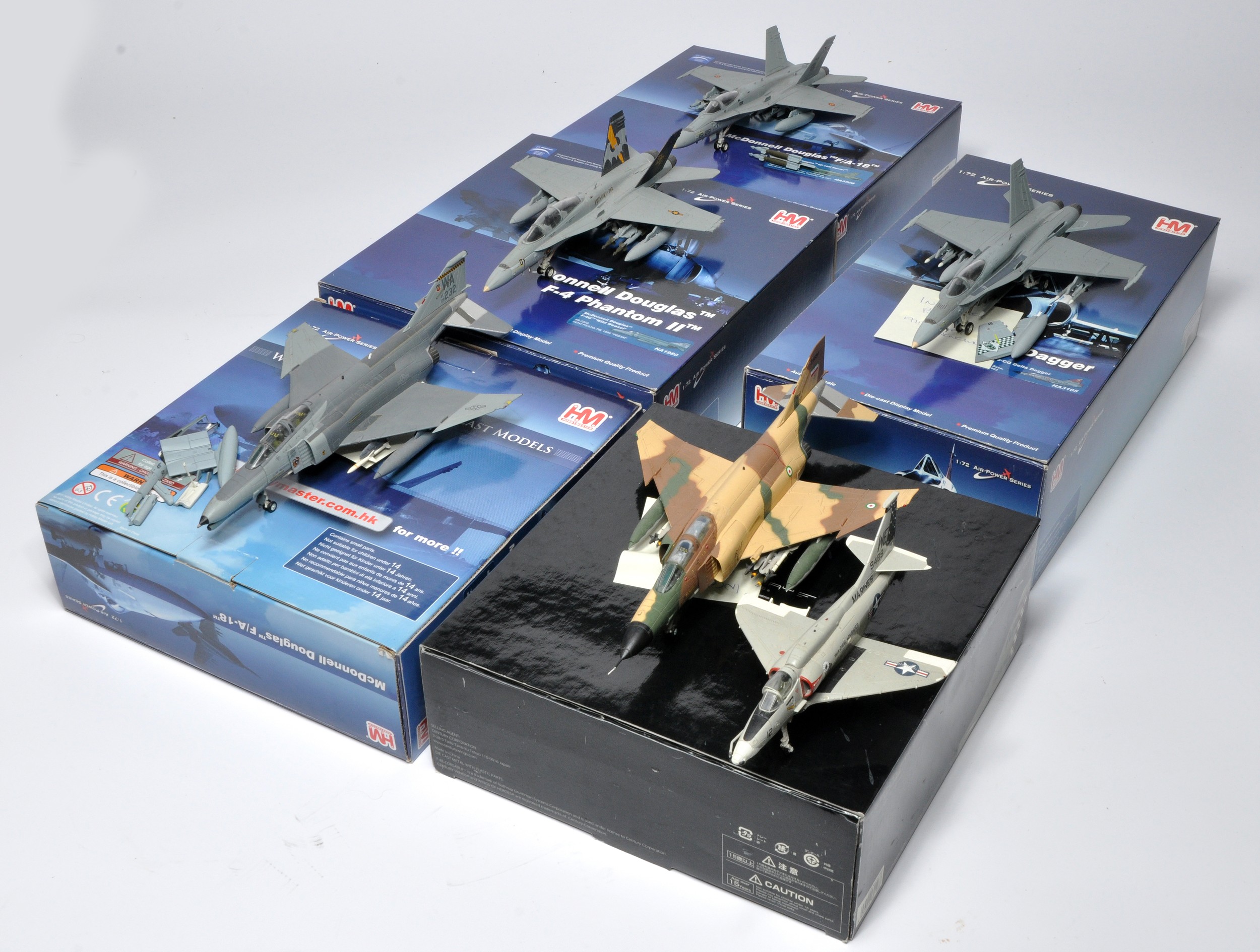 A group of Hobby Master 1/72 diecast military aircraft as shown. Some incorrect boxes, lacking inner
