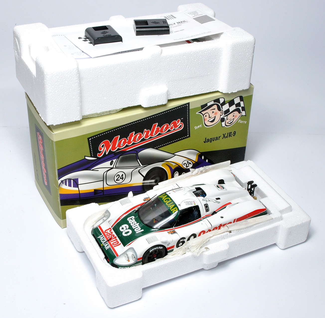 Exoto Motorbox 1/18 diecast model racing car issue comprising Jaguar XJR-9. Looks to be without