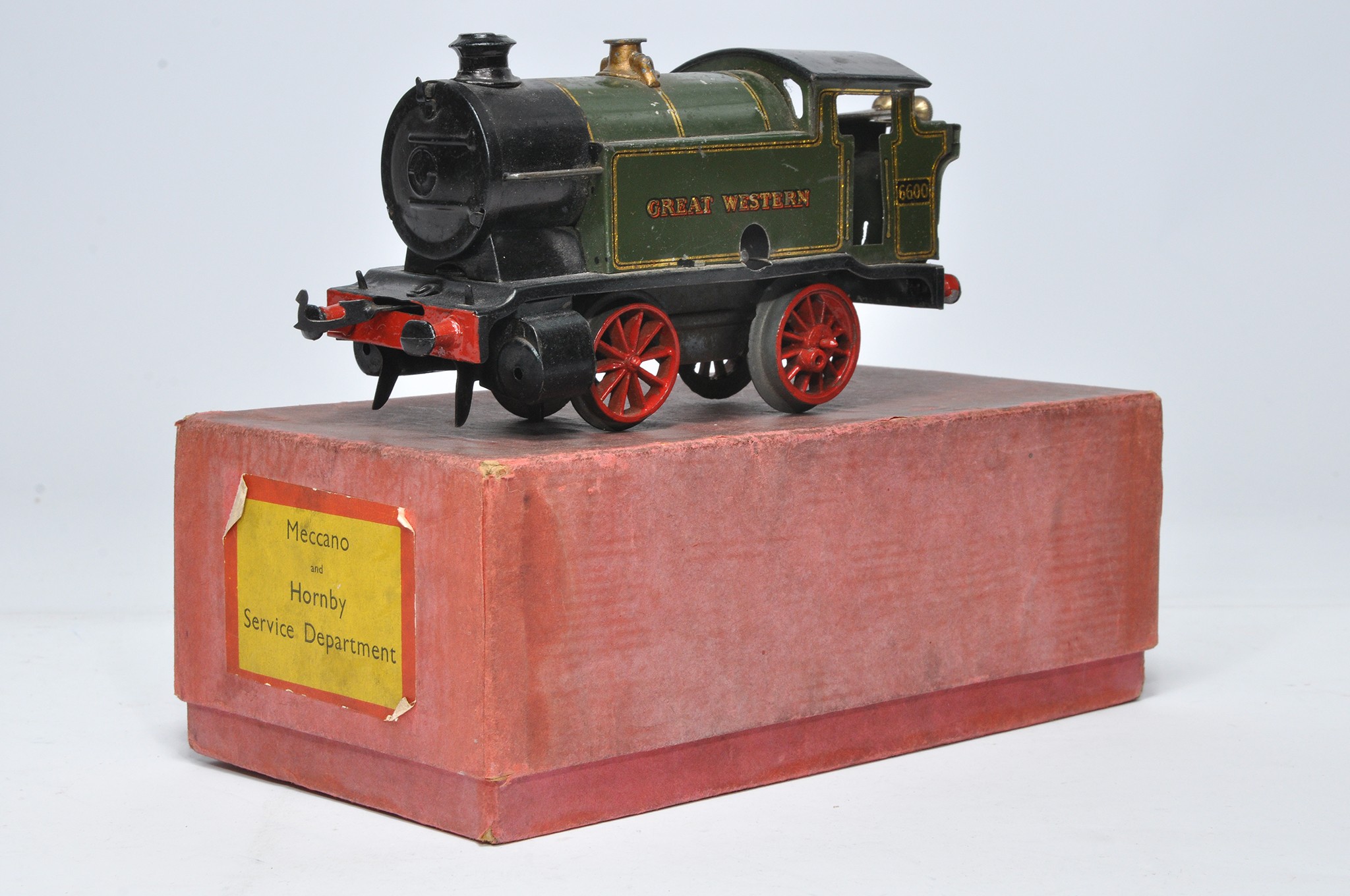 Hornby O Gauge Model Railway comprising Tank Locomotive, Great Western, No. 6600. Displays generally