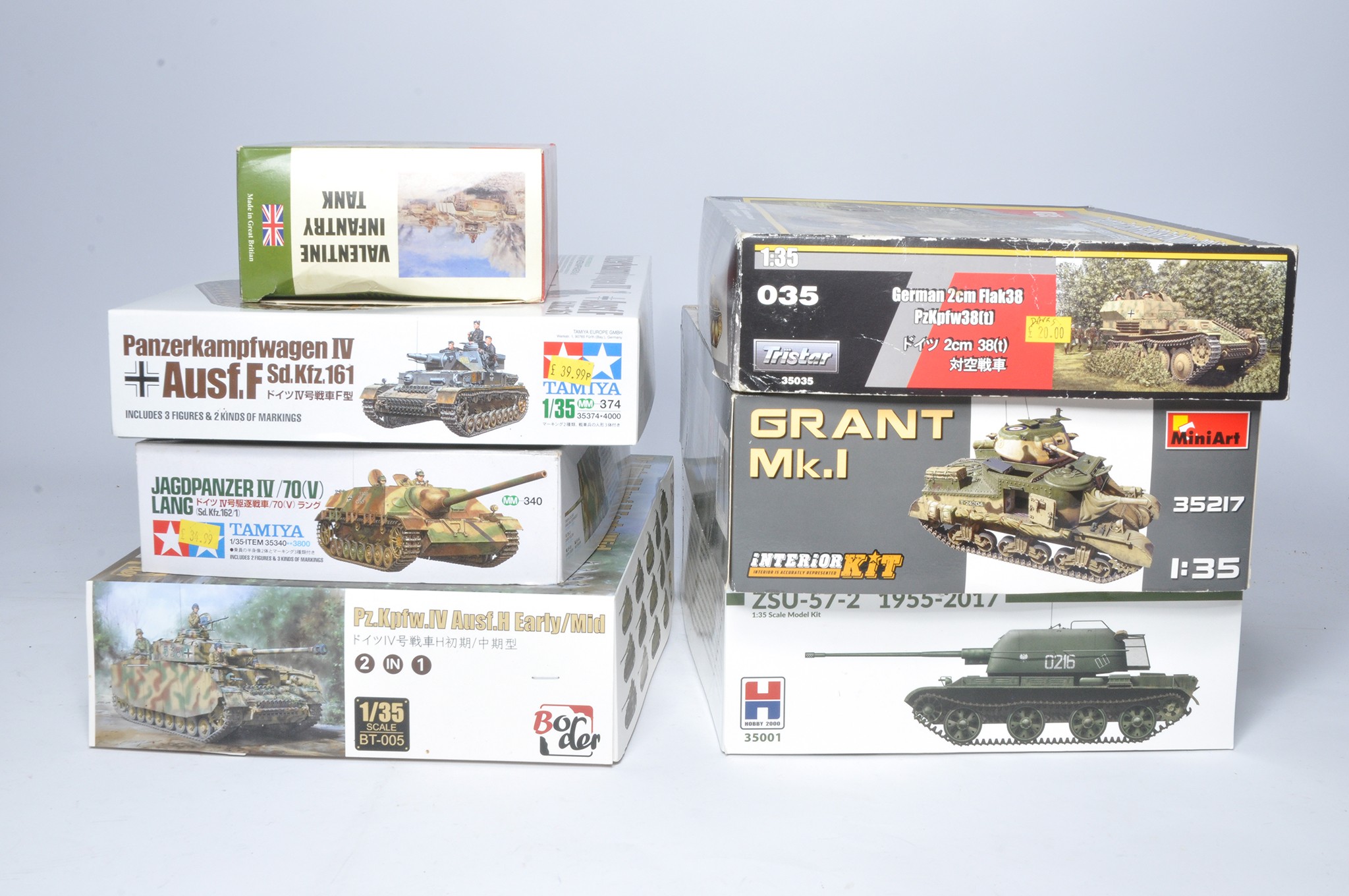 A group of Plastic Tank Model Kits from various makers to include Tamiya Panzerkampfwagen IV Aust.F,