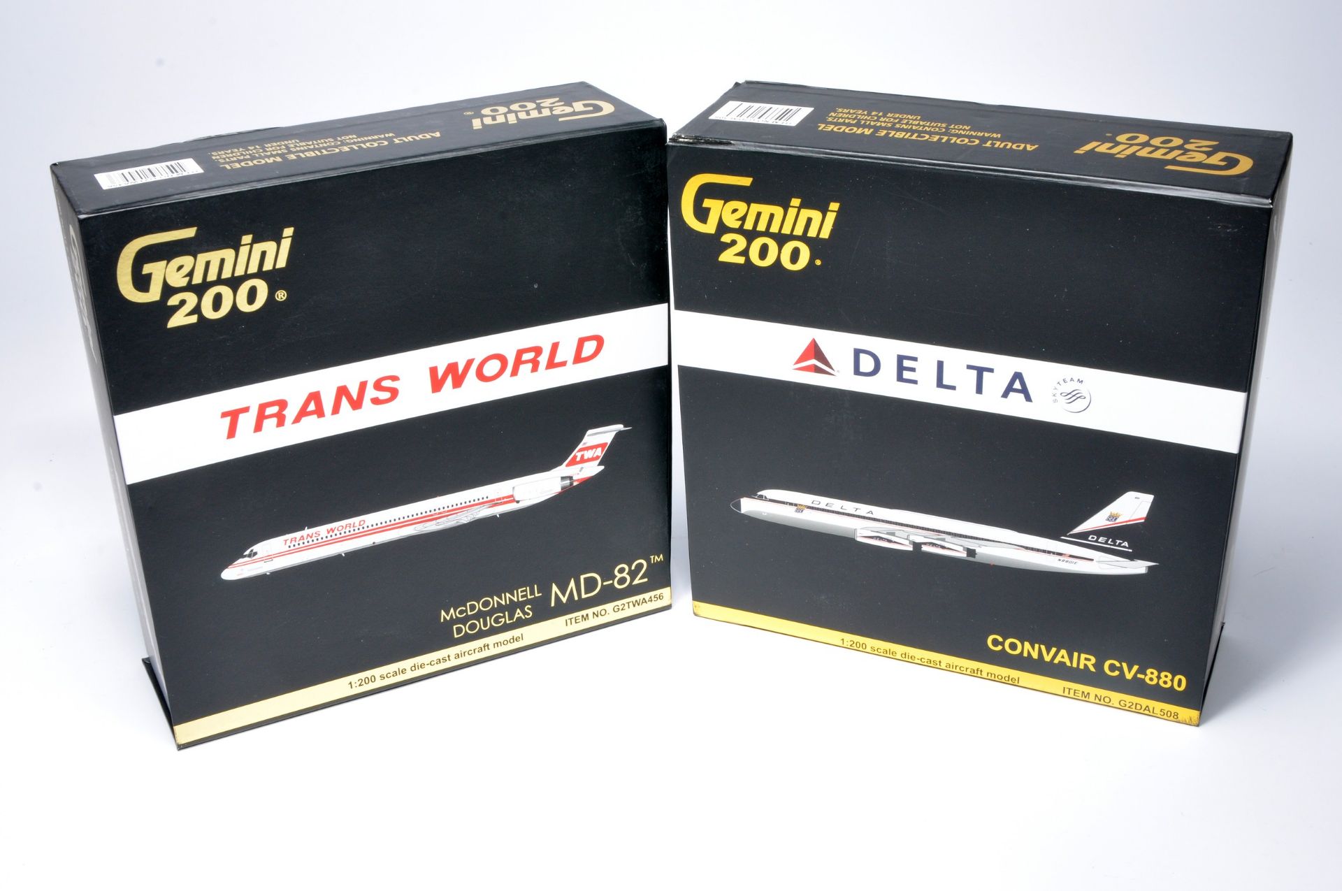 Gemini 1/200 Diecast Model Aircraft Issues comprising No. G2TWA456 MCDonnell Douglas MD-82 Trans