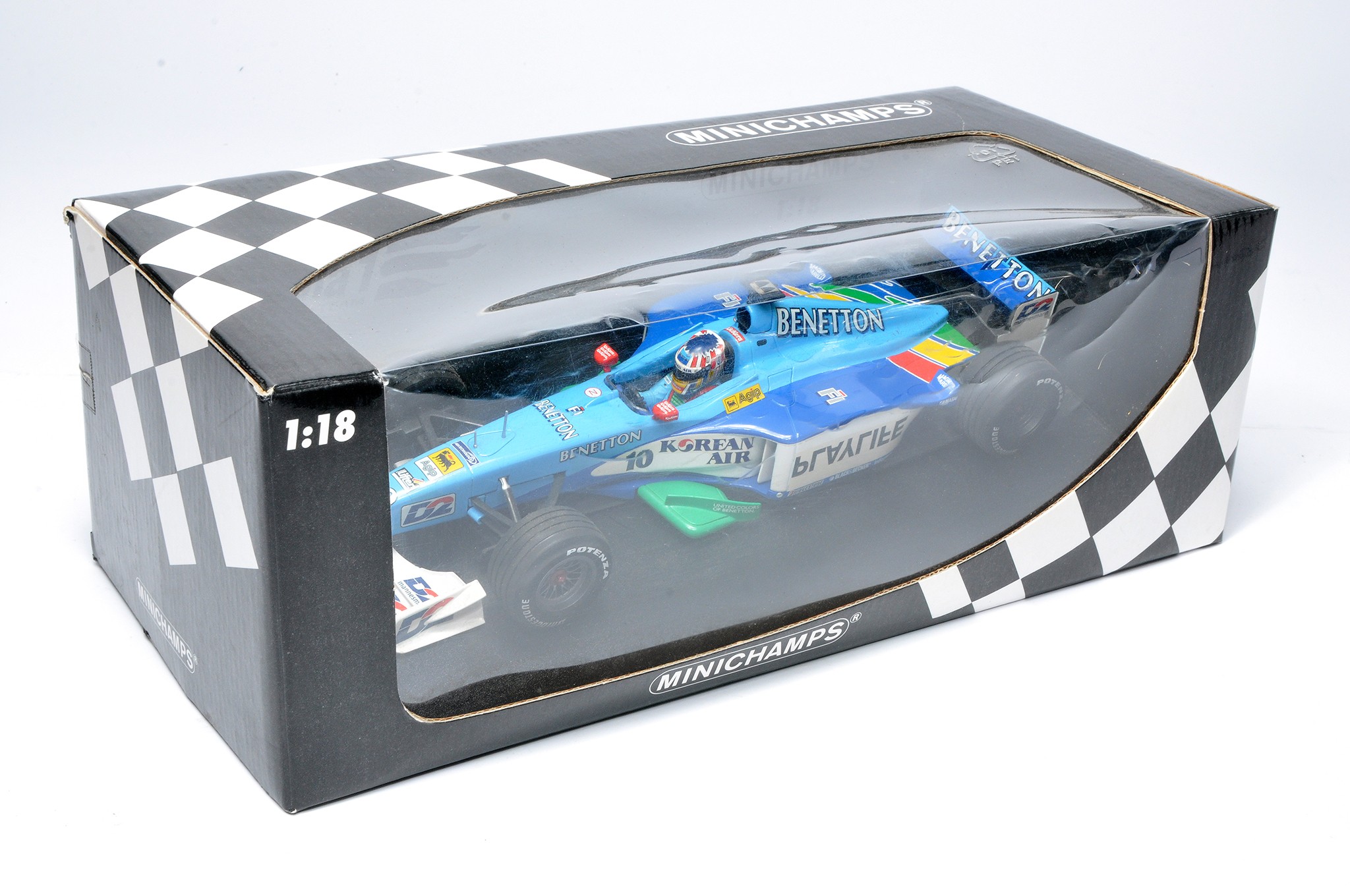 Minichamps 1/18 diecast model racing car issue comprising Benetton B199 Formula One, A Wurz. Looks