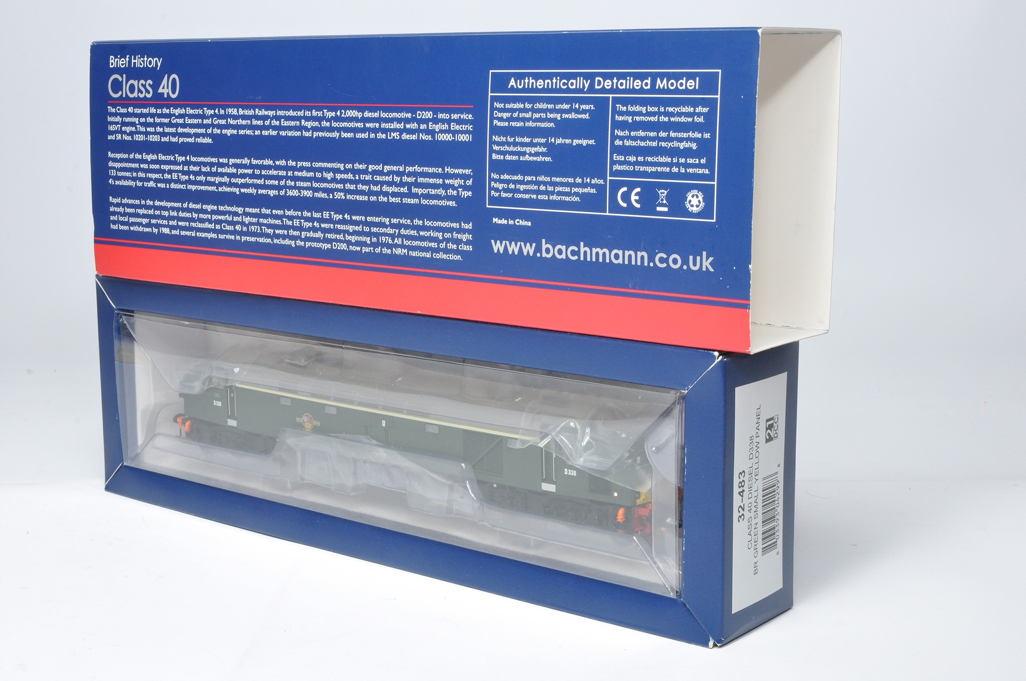 Bachmann Model Railway comprising locomotive issue No. 32-483 Class 40 Diesel D338. Looks to be