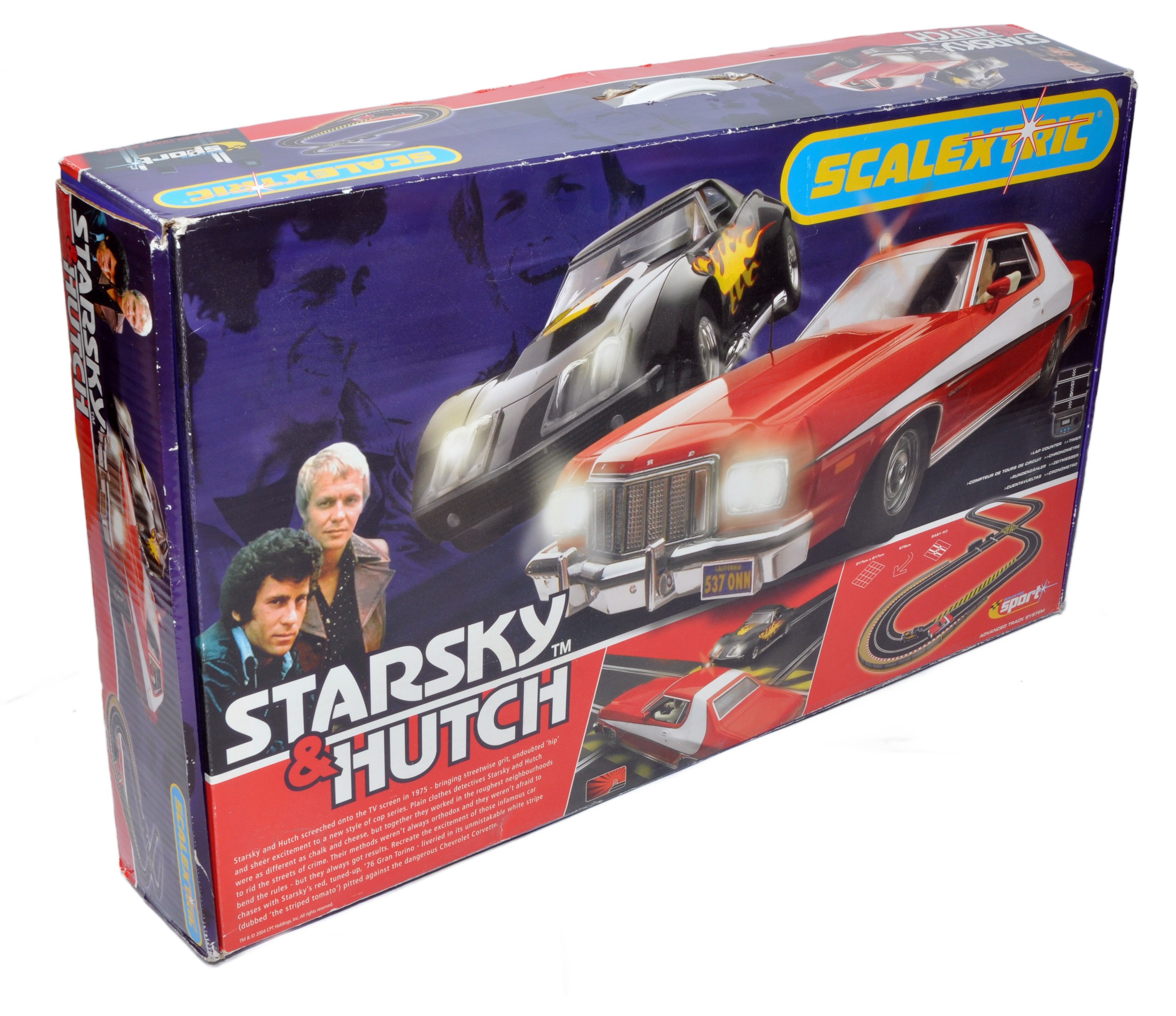 Scalextric Slot Car Set, Starsky and Hutch, looks to be complete with little sign of use.