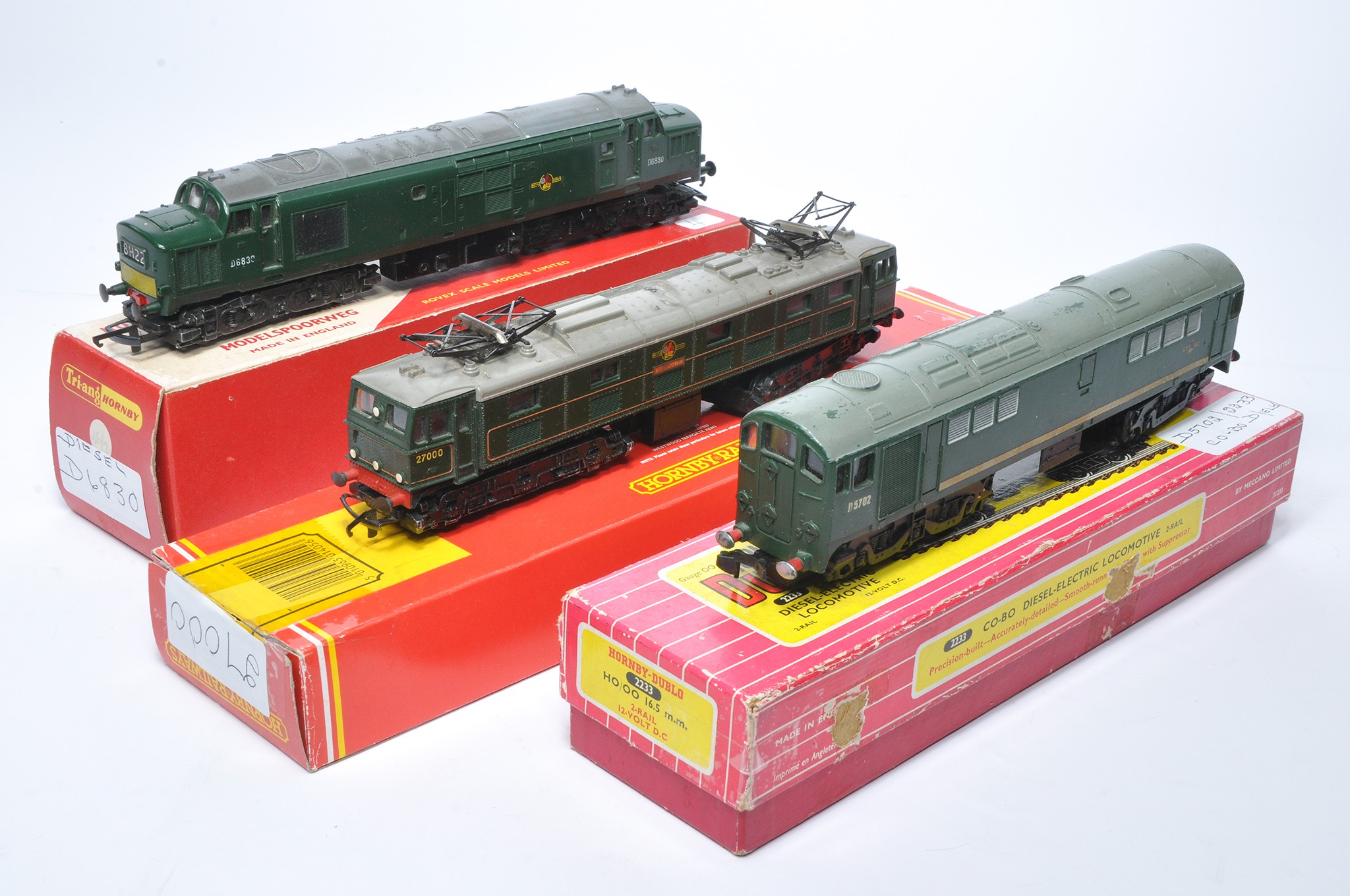 Model Railway issues comprising trio of locomotives as shown. Signs of age related wear, boxes