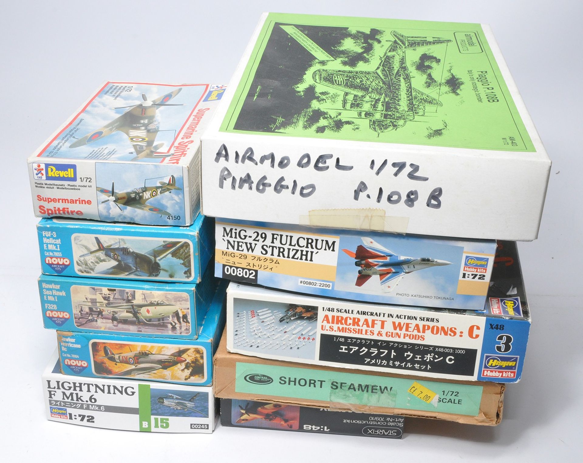 A group of 10 Plastic Model Kits comprising Airmodel Products Vac-Form Piaggio P.108B, Hasegawa