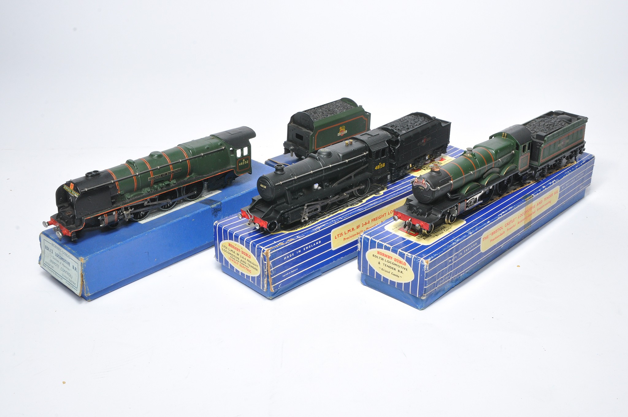 A trio of Hornby Dublo Model Railway locomotives including Dutchess of Montrose, Bristol Castle