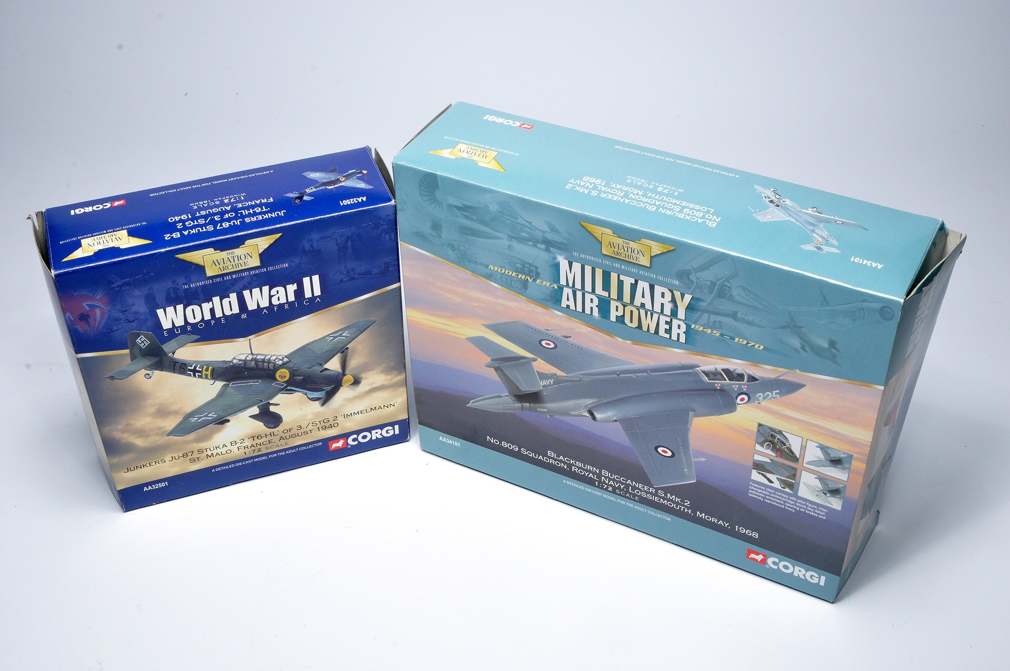 Duo of diecast model aircraft issues comprising Corgi Junkers JU87 Stuka and One other as shown.