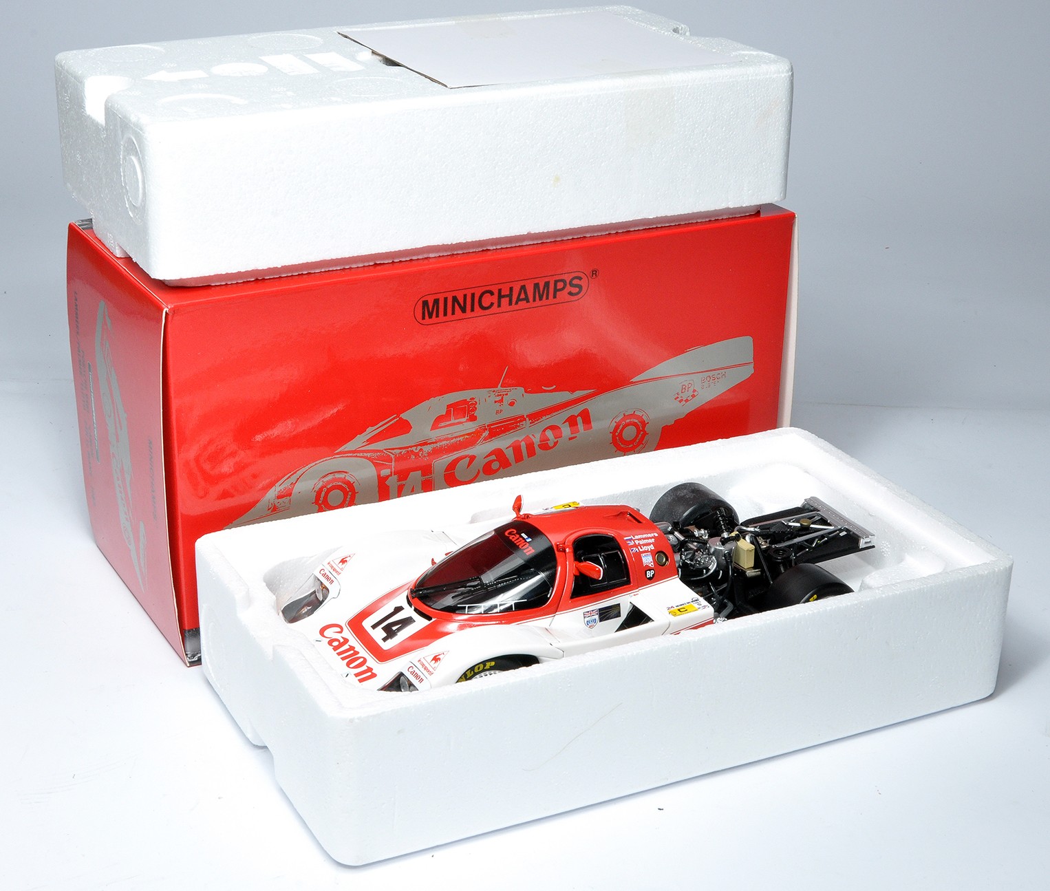 Minichamps 1/18 diecast model issue comprising Porsche 956L 1983 Le Mans Racing Car. Looks to be